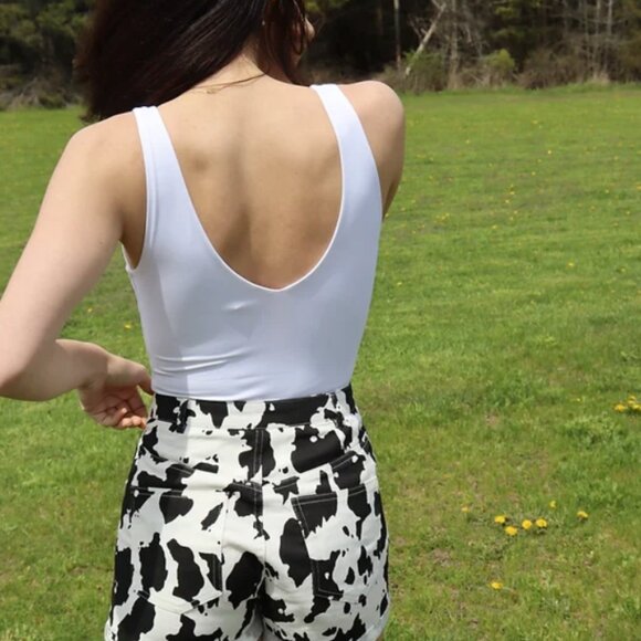 Cow Print Western Style Jean Printed Mini Shorts - NWT - Multiple Sizes - Picture 2 of 6